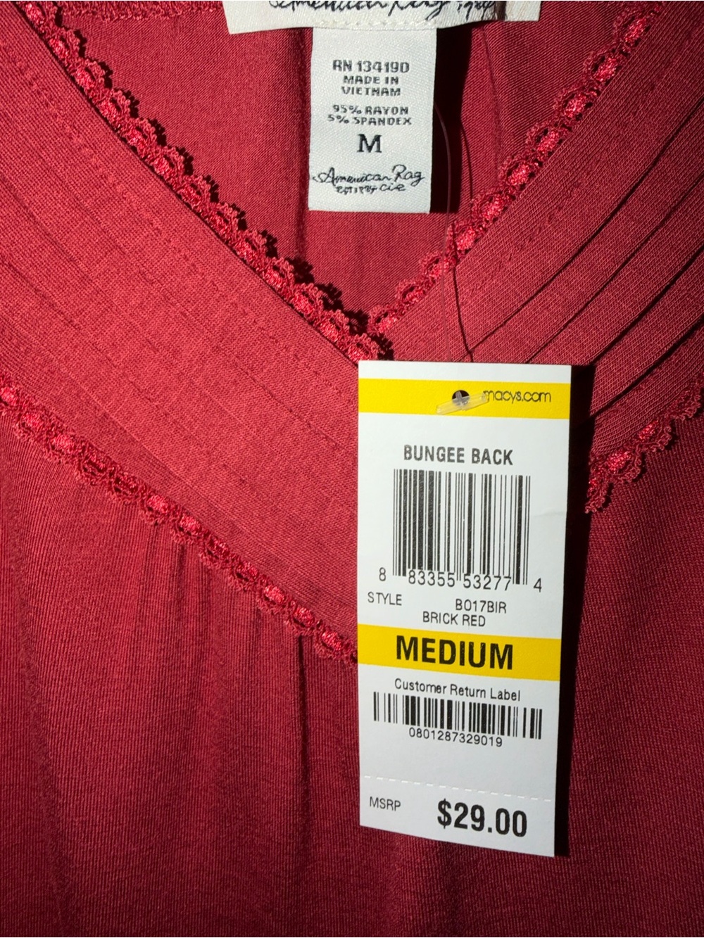 American Rag NWT Brick Red Bungee Back Tank Top Medium - Picture 4 of 8